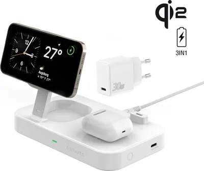 Obrázek produktu pro 4smarts Qi2, vnitřní, AC, 5 V, bezdrátové nabíjení, 1,5 m, bílá