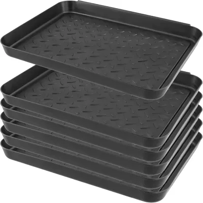 Obrázok produktu pre Odkapávače na topánky set 6 ks, 35 x 27,5 cm, čierny plast, multifunkčné s odtokovou podložkou