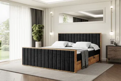 Produktbild von ALTDECOR Boxspringbett mit Matratze und Lattenrost, Topper, Fußteil,Polsterbett mit Bettkasten, Bett mit Stauraum H3-Matratze, Doppelbett, Boxbett  - LOLLI4-Z - 160x200 - Schwarz Casablanca