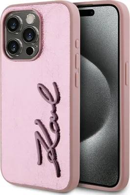 Obrázek produktu pro Karl Lagerfeld Wrinkled Metal Signature Apple iPhone 15 Pro rose