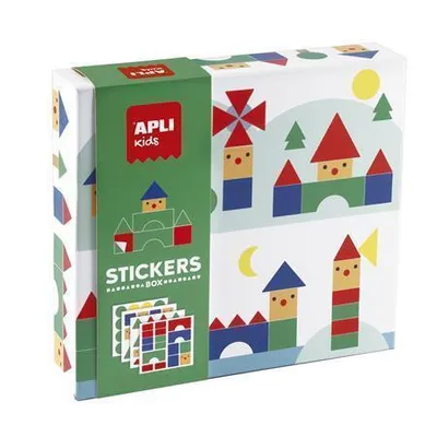 Produktbild von Aufkleberspiel "Dorf", geometrische Formen, APLI Kids 19432