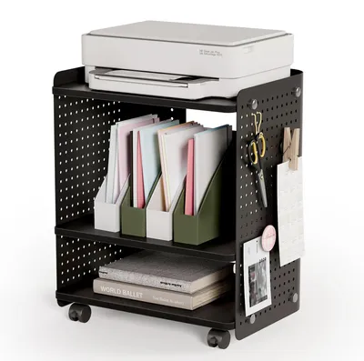 Productafbeelding van Mobiele drukkertas met pinboard, 3 niveaus, zwart