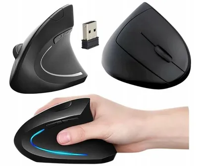 Obrázok produktu pre Vertikálna ergonomická bezdrôtová USB myš s LED podsvietením do kancelárie