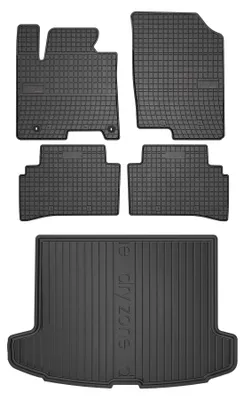 Zdjęcie produktu dla Dywaniki gumowe + mata bagażnika do Hyundai Tucson IV 2021- (SUV, górny poziom podłogi) – czarne, dopasowane – Wielganizator SolidPRO