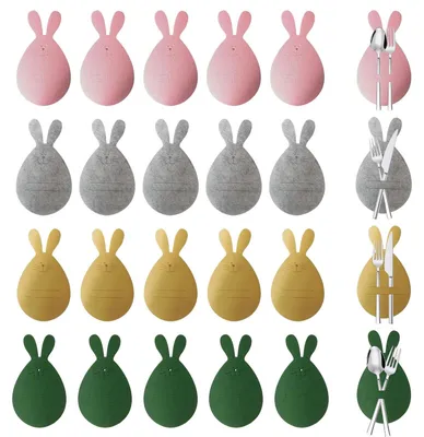 20 Filz-Bestecksäckchen für Ostern, 4 Farben, wiederverwendbar