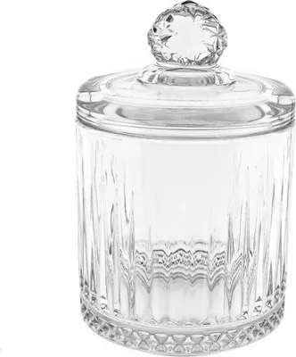 Image de Bol en verre avec couvercle au design cannelé idéal pour les snacks ou les épices Transparent