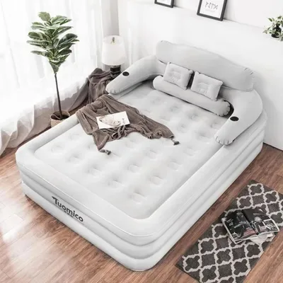 Immagine prodotto di Materasso gonfiabile matrimoniale - Letto da campeggio per ospiti - 152x203x22 cm - PVC - Adatto per interni ed esterni - Richiede pompa esterna - Grigio