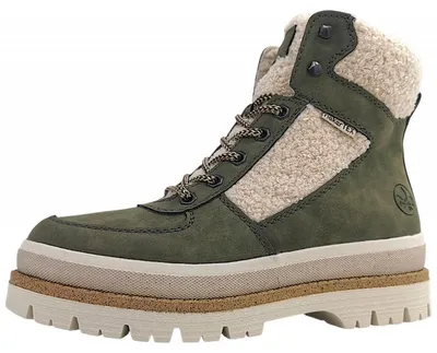 Image de Chaussures de randonnée pour femmes Rieker, bottines à lacets, couleur verte, style décontracté