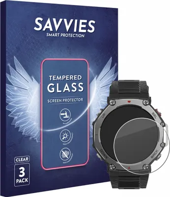 Produktbild von 3x Savvies Schutzglas für Huami Amazfit T-Rex 3 Displayschutz 9H Glas klar transparent