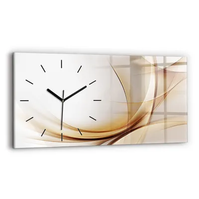 Produktbild von Wallfluent Wanduhr – Stilles Quarzuhrwerk - Uhr Dekoration Wohnzimmer Schlafzimmer Küche - Zifferblatt mit Strichen - schwarze Zeiger - 60x30 cm - Goldene Abstraktion