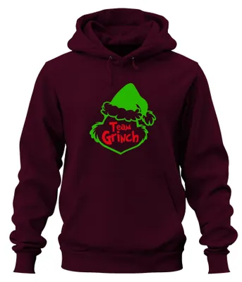 Obrázok produktu pre Vianočný outfit Team Grinch Anti-Christmas - Christmas Xmas Uni mikina s kapucňou, bordová, S