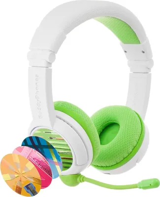 Zdjęcie produktu dla BuddyPhones School+, przewodowe i bezprzewodowe, rozmowy/muzyka, 20-20000 Hz, 147 g, słuchawki, zielony, biały