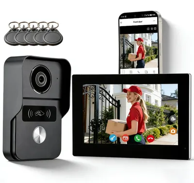 Productafbeelding van Videodeurbelset 7-Inch Touchscreen - 2-Draads Aansluiting - Tweerichtingsaudio - Wifi