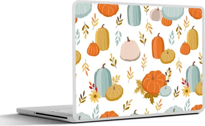 Produktbild von MuchoWow® Laptop Aufkleber Sticker Cover Kürbis - Herbst - Muster 25x18 cm - Laptop-Deko