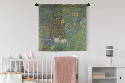 Produktbild von MuchoWow® Wandteppich Wandbehang Bauerngarten mit Sonnenblumen - Gustav Klimt 90x90 cm Tapisserie Dekoration Wandtuch - Wandaufhänger