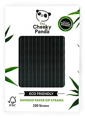 Produktbild von Famanu Cocktailstrohhalme aus Bamboopapier - 250 schwarze Trinkhalme