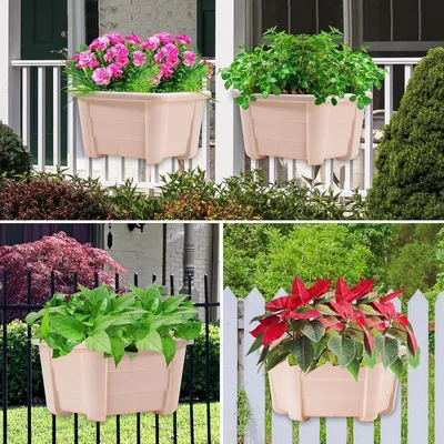 Produktbild von Retro-Plantenständer für Balkon - 98 Zoll - beige - Set aus 8 Stücken