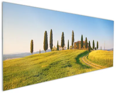 Produktbild von Wallario Küchenrückwand aus Glas, Größe: 125 x 50 cm, Motiv: Villa in der Toskana | Spritzschutz | abwischbar | pflegeleicht | in