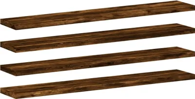Obrázek produktu pro vidaXL Nástěnné police 4 ks. Kouřový dub 60x10x1,5 cm materiál na bázi dřeva