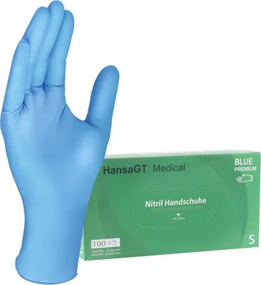 Produktbild von 100 Stück Einweghandschuhe,  medizinische Untersuchungshandschuhe aus Nitril, puderfrei, Latexfrei, texturierte Einmalhandschuhe, Größe S（HG-NI100BS）