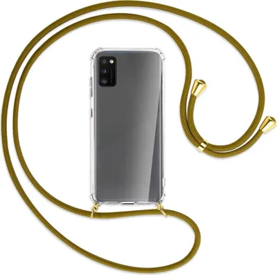 Produktbild von Handykette Backcover-Schutzhülle mit Band (Metall goldfarben) für Samsung Galaxy A41 (A415) - khaki