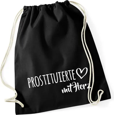 Produktbild von Huuraa Turnbeutel Prostituierte mit Herz 12 Liter Black Baumwolle Rucksack Geschenkidee