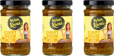 Produktbild von Wan Kwai Thai Curry Paste gelb Gewürzpaste roter Chili 110g 3er Pack