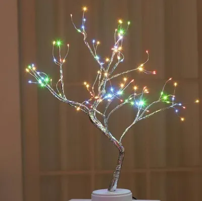 Produktbild von 108 LED-Glühwürmchen-Bonsai-Baum-Lichterketten, künstlicher Feenbaum, USB/batteriebetrieben, Touch-Schalter, Weiße Buntes Licht, Baumlampe