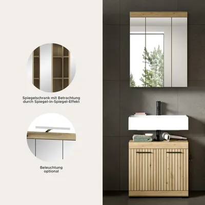 Produktbild von xonox.home Badkombination Scout Artisan Eiche Nachbildung B/H/T: 60x191x34 cm