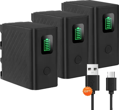 Image de Batterie NP-F970, capacité 9600mAh, connecteur de charge Type-C, 3 pièces de batterie