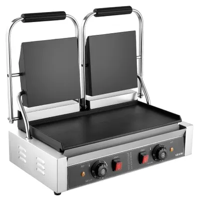 Image de Gril de contact électrique - 3600 W - Surface de cuisson : 48 x 23 cm - Acier inoxydable - Plaque de cuisson pour panini