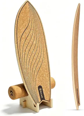Imagen del producto de Tabla de equilibrio con rodillo y soporte, entrenador de surf para interiores