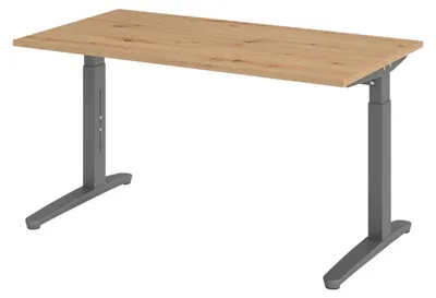 Produktbild von bümö Schreibtisch Serie-XB - Nachbildung: Asteiche, Gestell: Graphit, Größe:  140 x 80 cm