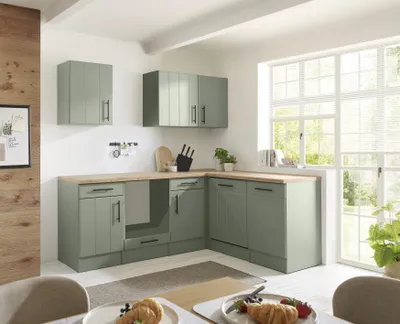 Produktbild von L Küche Einbauküche Winkelküche Landhaus Leerblock Grün Anton 220 cm Respekta