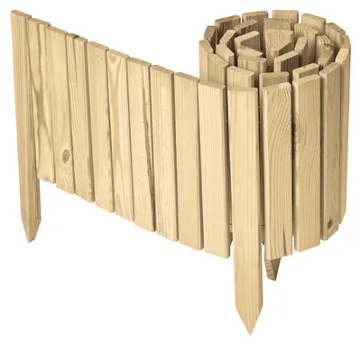 Produktbild von Garronda Beeteinfassung Holz Rollzaun Gartenzaun imprägniert Flexibler Rollborder Rasenkante  Länge: 200 cm (Natural, Höhe: 30 cm)