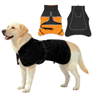 Immagine prodotto di Impermeabile e antivento per cani, regolabile, leggero, traspirante, colore nero, taglia S