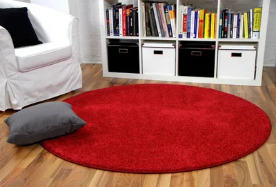 Produktbild von Hochflor Velours Teppich Mona Rot Rund, Größe:240 cm Rund