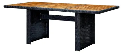 Produktbild von Gartentisch aus Poly Rattan und Akazie Massivholz, Klapptisch für Garten und Balkon