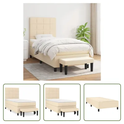 Produktbild von The Living Store Boxspringbett mit Matratze Creme 90x200 cm Stoff