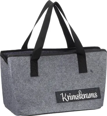 Produktbild von Krimskrams Filztasche mit lustigen Sprüchen für Kaminholz Einkaufstasche Zeitungskorb Shopper aus Filz faltbar Kaminholztasche Filzkorb