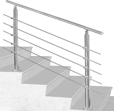 Produktbild von EINFEBEN Treppengeländer Geländer Balkongeländer Edelstahl Handlauf Bausatz mit Querstreben innen & Außen, Balkon (100cm, 5 Querstreben) Geländer und Handläufe