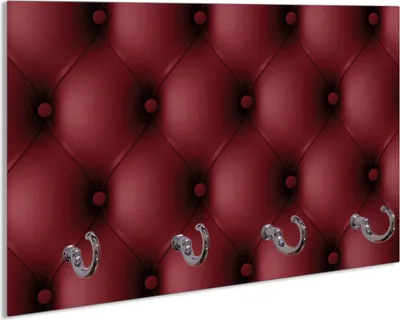 Produktbild von Wallario Handtuchhalter aus Glas, Motiv: Rote Ledertür, 30 x 20 cm mit 4 Haken
