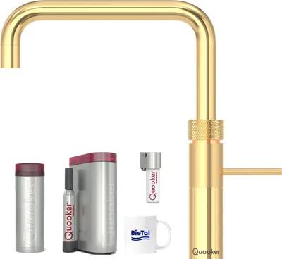 Produktbild von Quooker Wasserhahn Fusion Square gold PRO3 & Sprudelwasser CUBE mit CUBE Filter