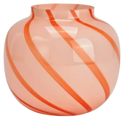Produktbild von Glasvase Rosa mit roten Streifen 20x20x18 cm Dekovase modern