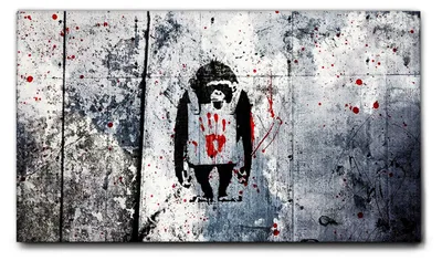 Zdjęcie produktu dla Giallobus - Małpa - Banksy - 140D x 80S cm - Obraz - Standaard frame canvas