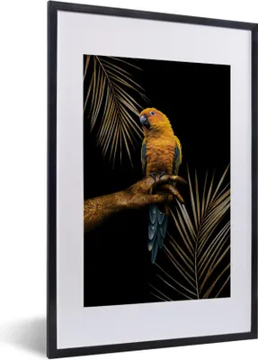 Produktbild von MuchoWow® MuchoWow® Gerahmtes Poster Gelb - Farn - Papagei 40x60 cm - Poster mit zchwarzem Bilderrahmen - Poster in Rahmen