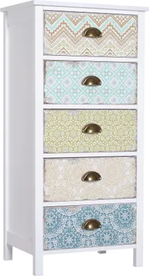 Produktbild von Kommode Schubladenkommode Siedeboard, Modern-Design, 5 Schubladen, 46 cm x 34 cm x 97,5 cm, Bunt