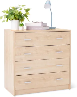 Productafbeelding van Ladekast met 4 lades - Slaapkamerkast - Opbergkast - Esdoornkleur - 75 x 40 x 74 cm