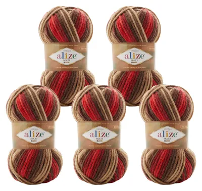 5 x 100g Farbverlaufsgarn Alize Superlana Maxi Batik 7802 Vulkan