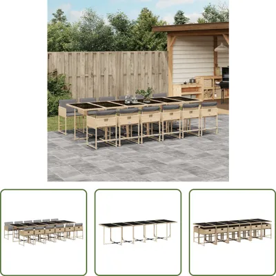 Produktbild von The Living Store 13-tlg. Garten-Essgruppe mit Kissen Beigemischung Poly Rattan